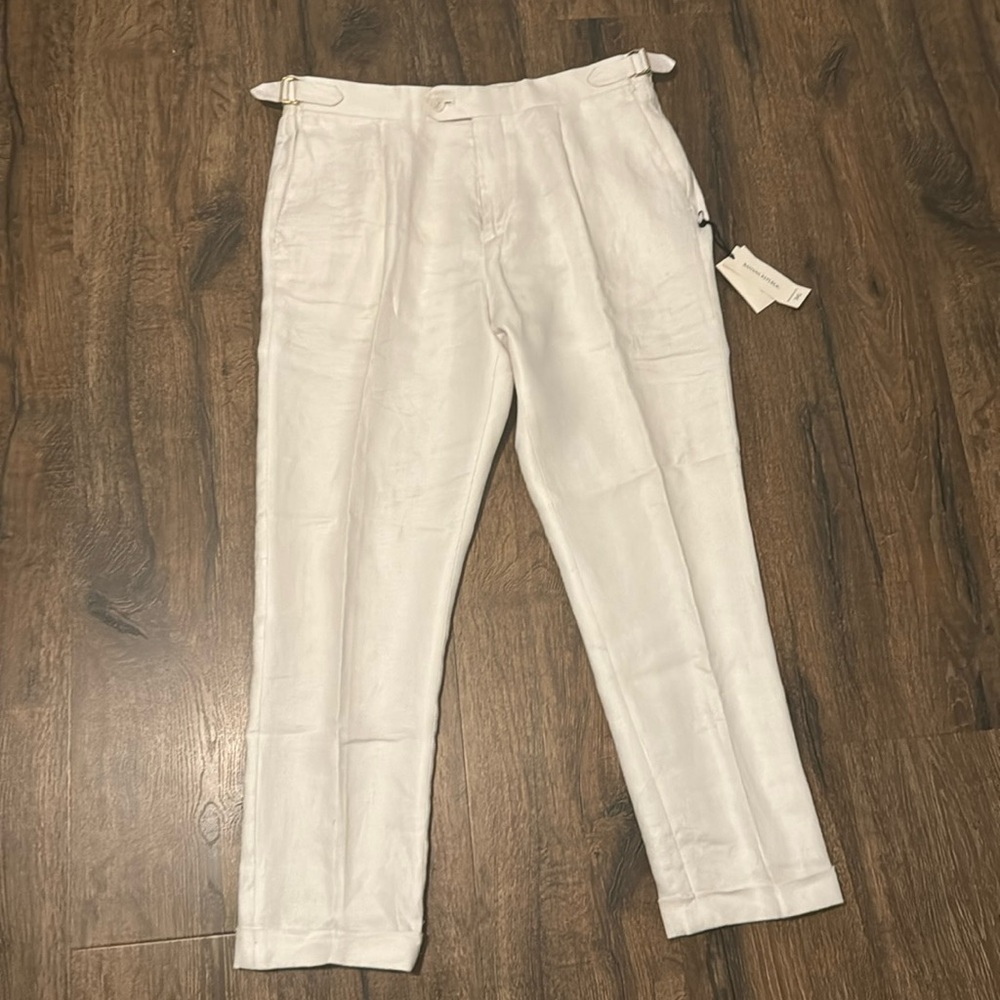 33s Banana Republic white 100% linen dress pants side adjusters New with tags